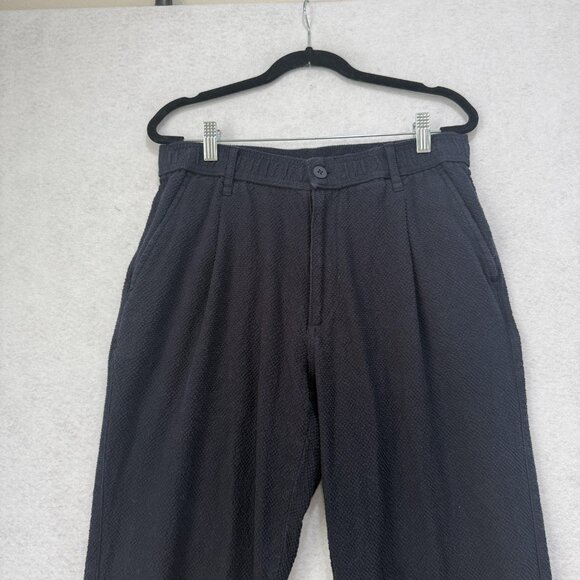 Zara Pants Mens Medium Navy Blue Textured Pleated Front Trousers Classic Fit - Picture 6 of 16